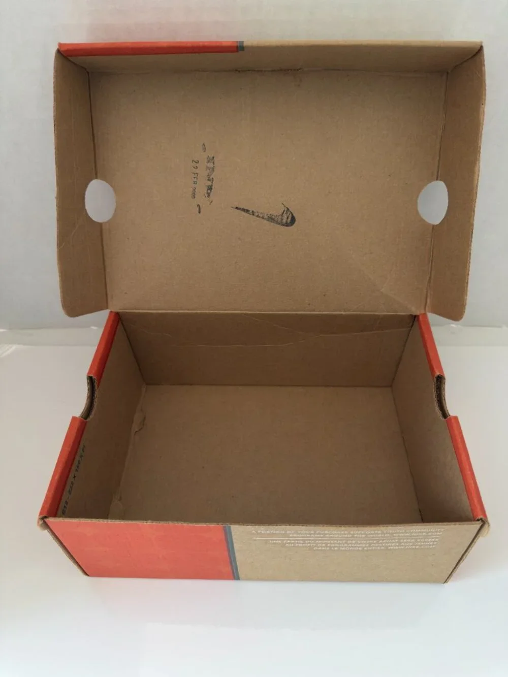 Vtg Nike empty shoebox in classic orange & brown eco-friendly design Just Do It